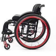 Sports and Leisure Wheelchairs for Adults,Portable Folding Sports Wheelchairs, Self Propelled Wheelchair with Handbrakes and Quick Release Rear Wheels & Anti-Tip Wheels38cm/15in,Red