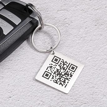 Eunigem Custom Music Keychain with Scannable QR code Music Song Code Keychains Scannable QR Code Personalized Keychains labels for storage Personalized LOGO Album Cover Song With Text Keychain