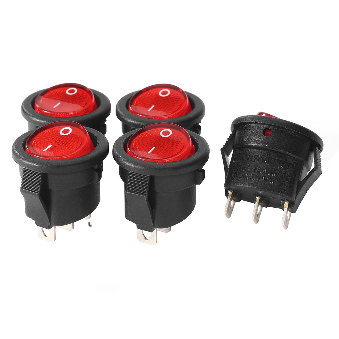 3 Pin Switches Aexit 5-Pack Green LED Rocker Switches - SPST 3-Pin On ...