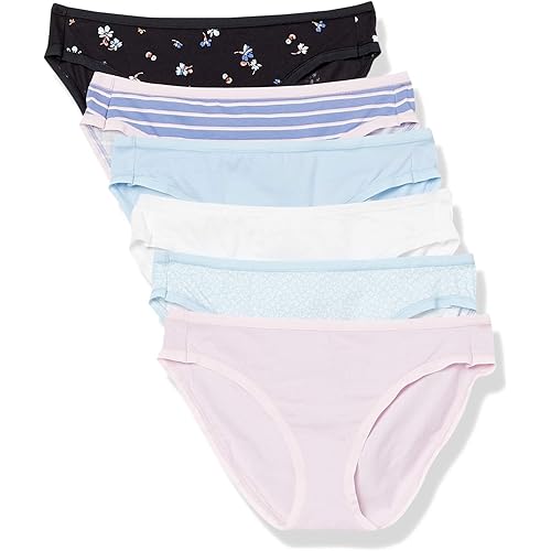 Amazon Essentials Women's Cotton Bikini Brief Underwear (Available in Plus Size), Multipacks