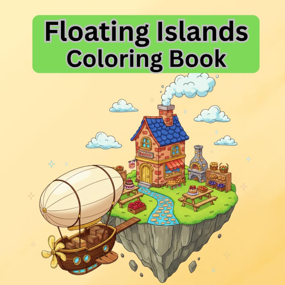 Village of Floating Islands Coloring Book for Adults & Teens: Whimsical Sky Villages, Magical Mini Worlds, Cozy Cottages, and Cloud Adventures | ... Pages: Floating Islands Coloring Book