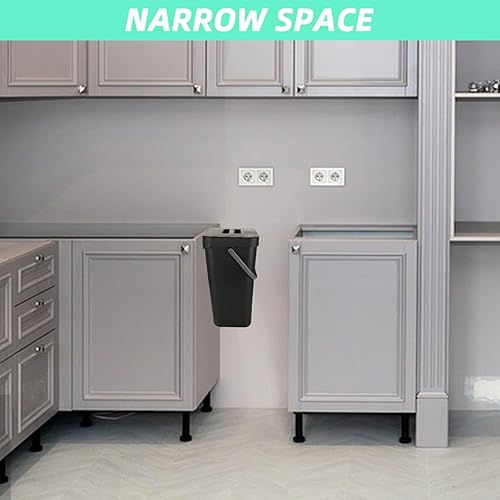 Miniatura 6 de Bote de basura colgante con tapa, 3.2 galones con tapa, cubo de basura colgante de pared para armario, debajo del fregadero, baño, dormitorio,