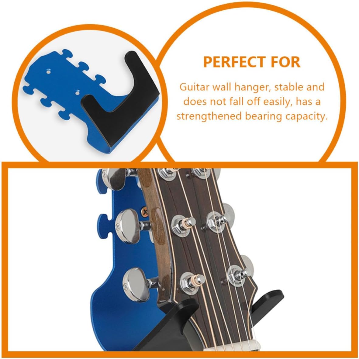 Wall Mounted Guitar Holder Metal Hook for Acoustic and Electric Guitars and Ukulele with Silicone Protection, Excellent Bearing Capacity and Space Saving Design for Storing Musical