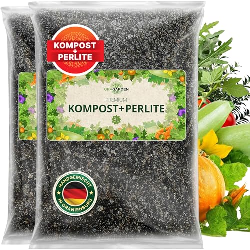 ORAGARDEN Kompost 6L – Komposterde für Pflanzen und Garten – mit Perlite für lockeren Boden