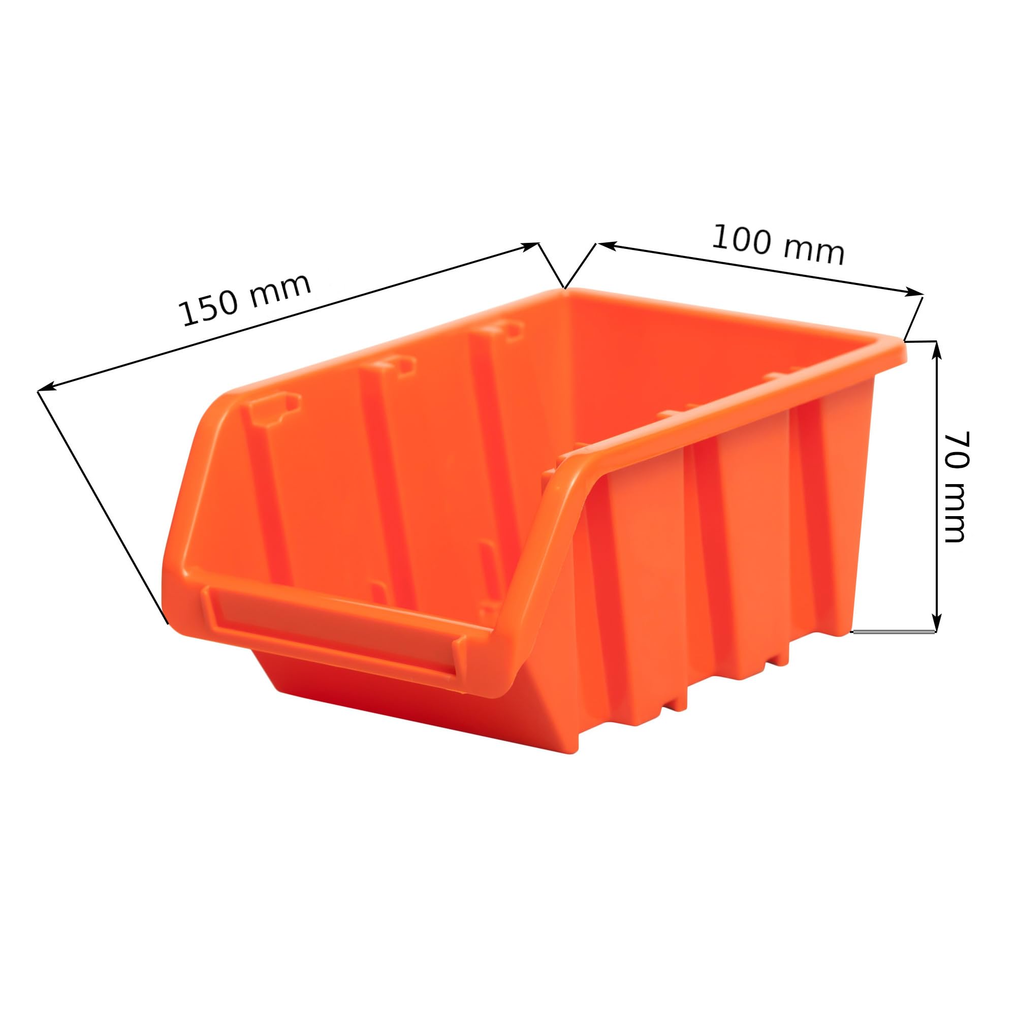 botle 50 scatole impilabili per officina, garage, scatole impilabili, 100 x 150 x 70 mm, colore arancione