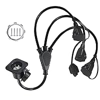 Vista 1 de KUNCAN Enchufe de Puerto de CA de 15A - Toma de Entrada de Alimentación de 125V con Cable de Extensión Triple de 18 Pulgadas, Enchufe NEMA 5-15