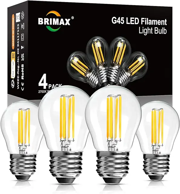 BRIMAX Dimmable E27 LED Lamps - Energy-Saving G45 Bulbs, Warm White 2700K, 4-Pack