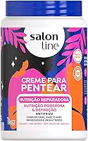 Salon Line, Creme de Pentear, Nutrição Reparadora, Definição e Nutrição Poderosa, Vegano - Cabelos Ondulados, Cacheados e Crespos, 1 Kg