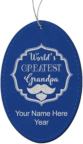 Miniatura 3 de LaserGram Personalized Christmas Ornament, World's Greatest Grandpa, Faux Leather, Custom Laser Engraved Gift Idea (Oval Shape, Gray) Grey,Black