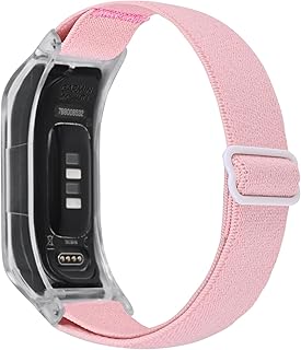 C2D JOY Bandas elásticas de nailon compatibles con Garmin Vivosmart 5 Tracker Bandas de repuesto con funda, color rosa