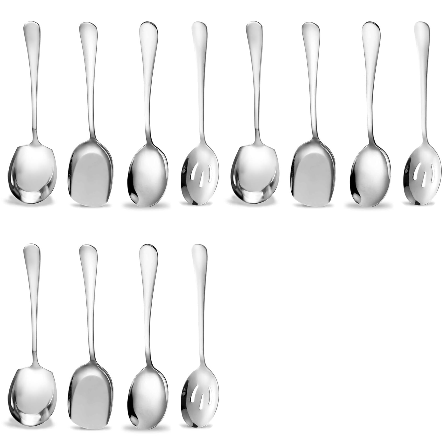 Aundhegrtt Serving Spoons Large,12Pcs Stainless Steel Buffet Serving Spoon Long Handle Soup Spoons Cooking Spoon,for Home
