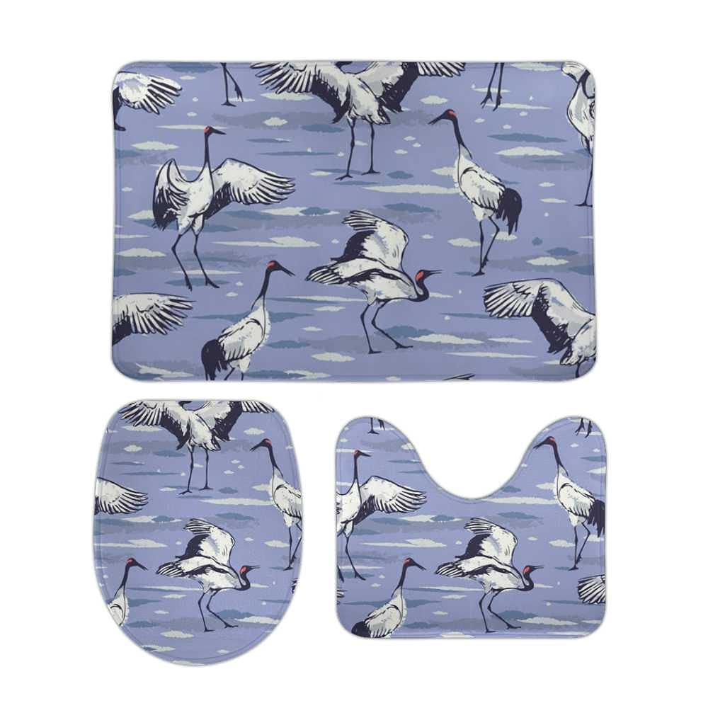 Tapis de salle de bain motif grues en polaire extra douce de qualité supérieure