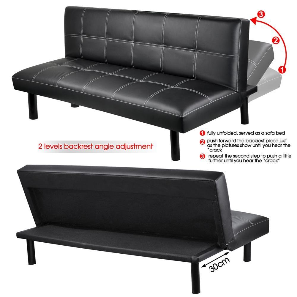Yaheetech Modern Foldable Leather Sofa Bed Click Clack Sofa Couch