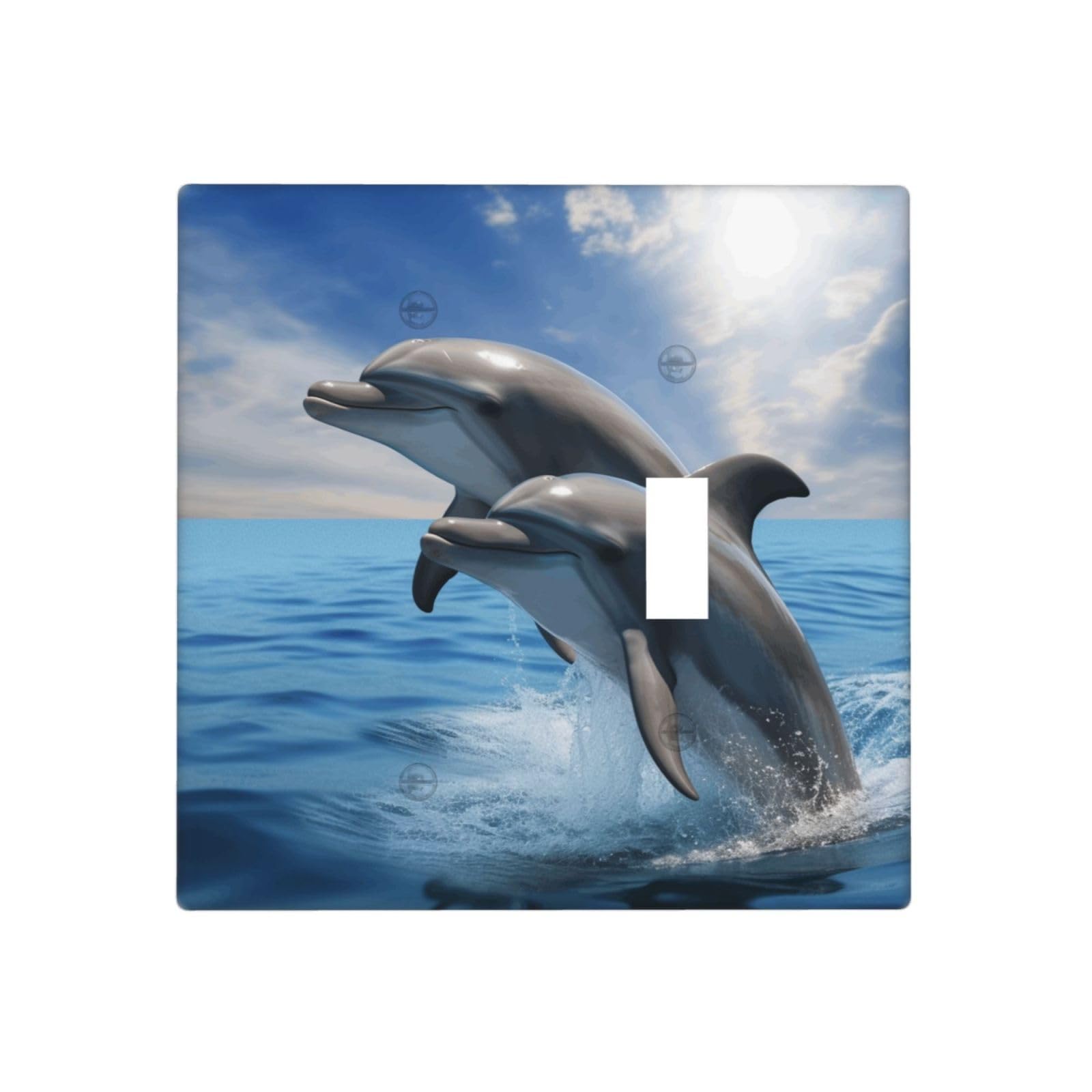 Kloph Style L Decorator Wall Plate 2 Gang Light Switch Covers Two Dolphins Wallplate Double Toggle Switch Plate Mid-Size Electrical Outlet Covers Decorative Wall Switch Plate Cover
