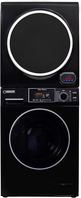Equator Premium Stackable 15 Lbs Washer 1.62cf 110V+Vented Digi Dryer 3.5cf 110V(Black) Equator Premium Stackable 15 Lbs Washer 1.62cf 110V+Vented Digi Dryer 3.5cf 110V(Black)