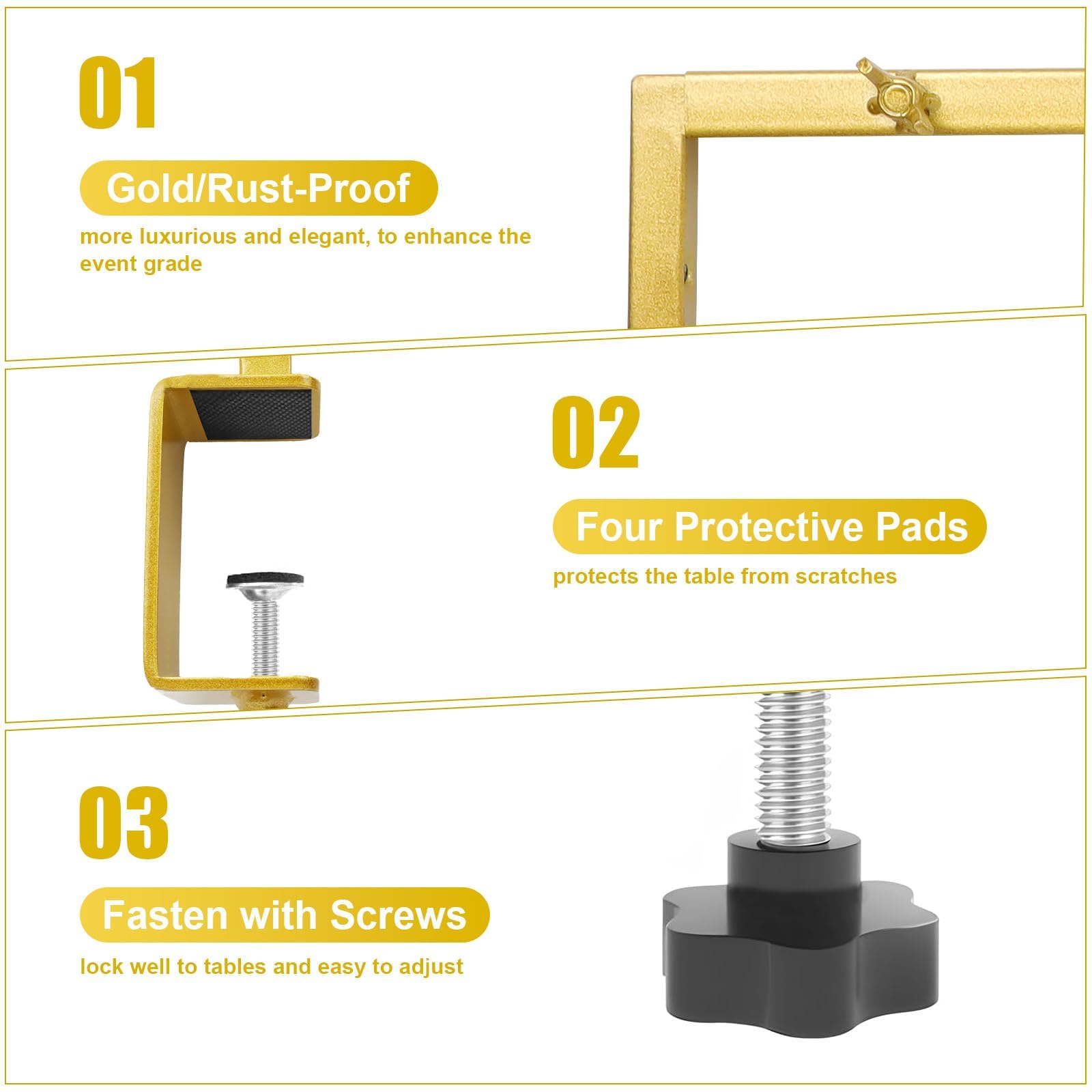 Domigard Asta Decorativa per Tavolo, arco da Tavolo Regolabile con Morsetti, in Metallo, per Tavoli, Compleanni, Matrimoni, Halloween, Decorazioni per Feste di Natale,28,7"-98"