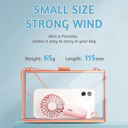 Miniatura 2 de Ventilador de mano, ventilador portátil personal recargable por USB con 3 velocidades, tamaño súper mini (2.4 x 1.2 x 0.5 in) para niños, al aire