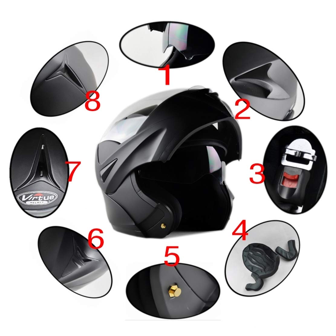 Moduł z wysokim klapą, kask motocyklowy, podwójna osłona przeciwsłoneczna, ochrona przed zaparowaniem, kask motocrossowy, wyjmowana podszewka, dla mężczyzn i kobiet, na 4 pory roku, srebrny, M (55-58 cm)