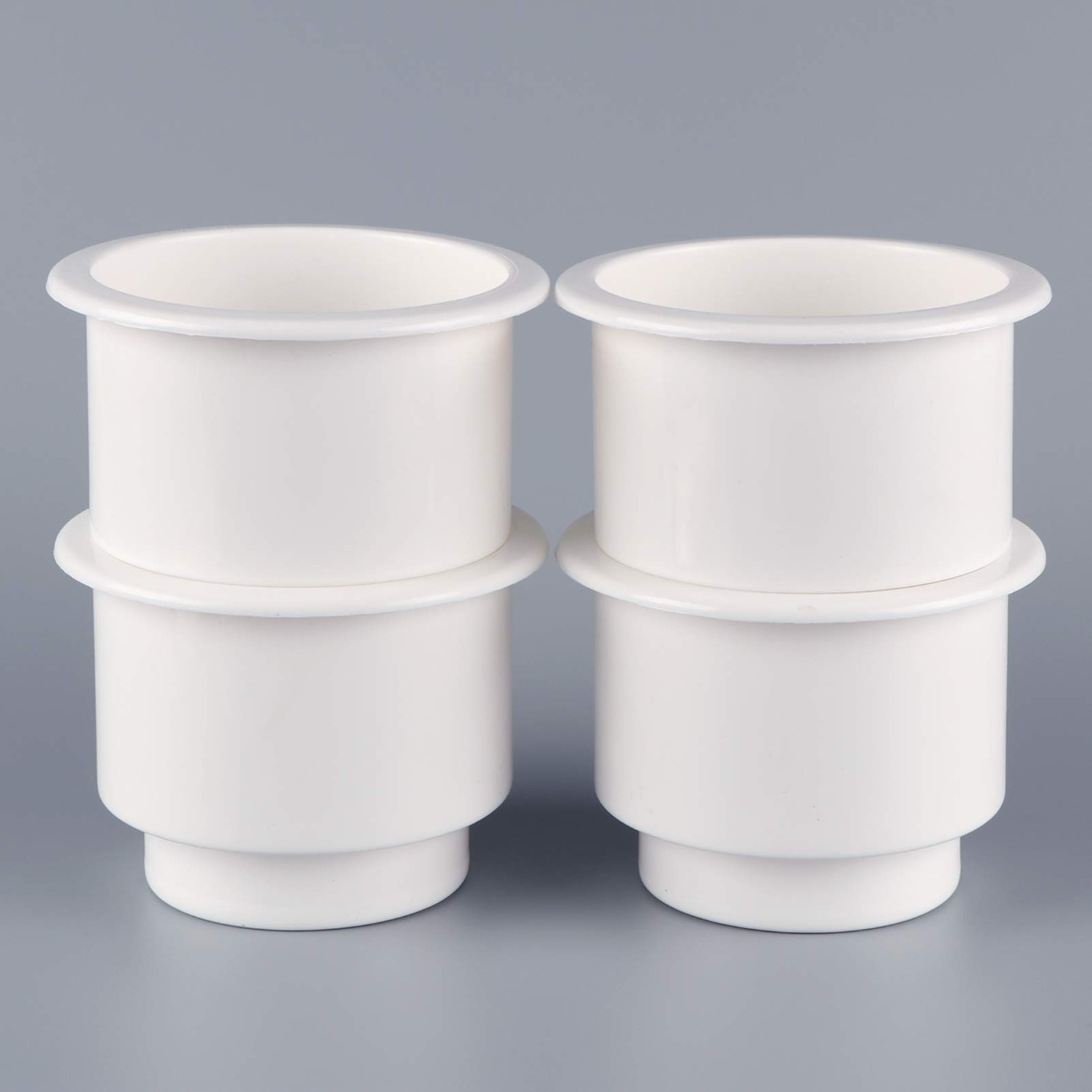 4 PCS Plastic Recessed Cup Holder Inserts – With Drain Hole, Fits Boats, RVs, Cars, Trucks, Furniture (3.5" H, 3.5" ID)