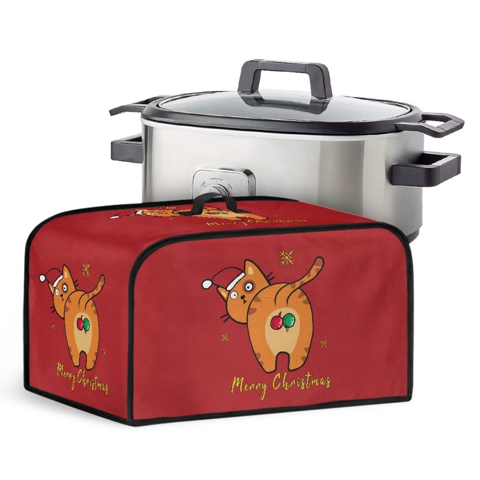 Cute Orange Cat Slow Cooker Cover Compatible with 6-8 qt Slow Cooker Electric Pressure Cooker with Accessory Storage
