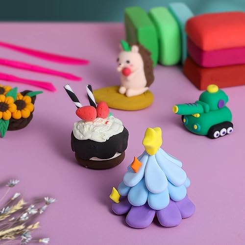 Miniatura 7 de ifergoo Kits de arcilla para modelar  65 colores de arcilla seca al aire para niños, juguetes de moldeo de bricolaje con herramientas de escultura,
