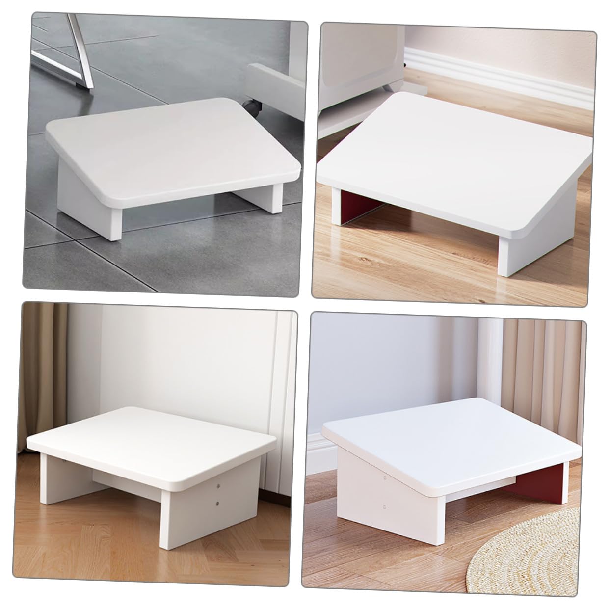 Poggiapiedi Antiscivolo in Legno Bianco Ergonomico per Ufficio | Design Leggero, Riduce la Fatica, per Studio e Soggiorno, Formato Portatile per Uso Quotidiano