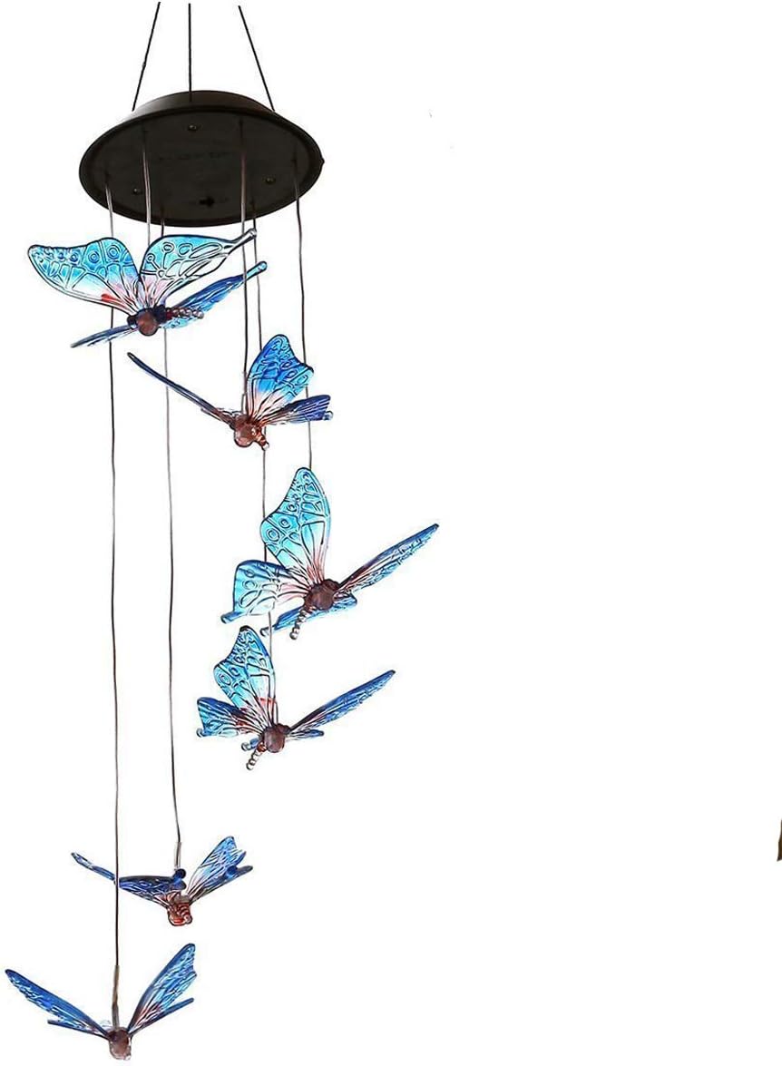 Solar Wind Chimes Outdoor, Solar lights Wind Chime Solar Powered LED Hanging Lamp Solar Mobile Wind Chimes for Outdoor Garden Decoration (butterfly)