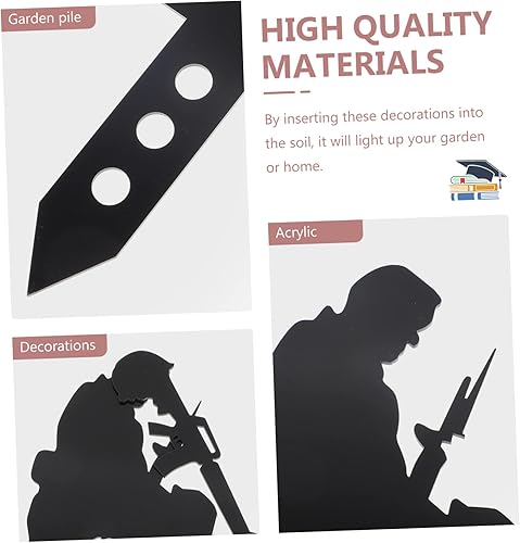 Miniatura 3 de Yardwe 1 juego de inserción de patio decoración al aire libre decoración para exteriores decoración negra césped adornos gato estaca soldado