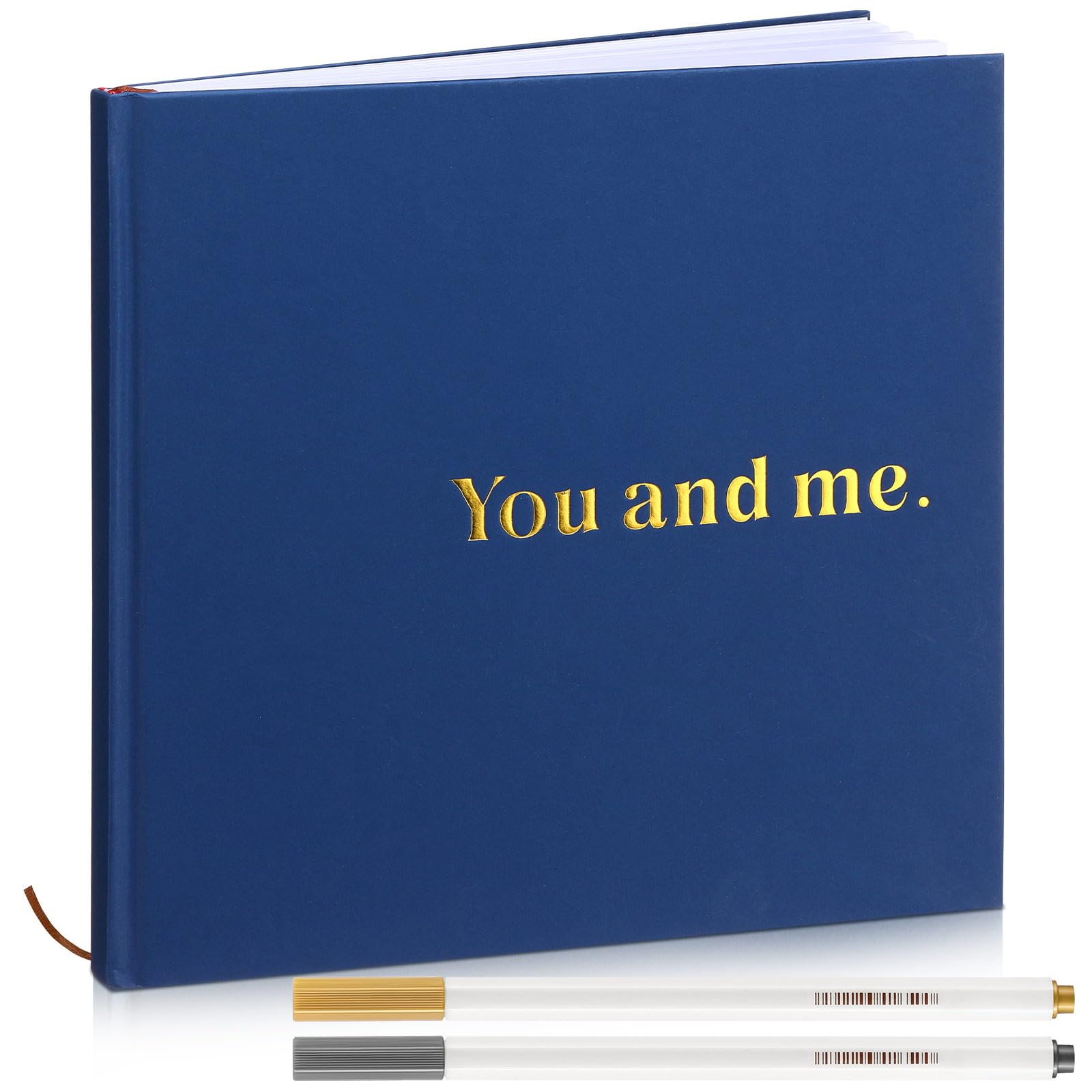 Colarr 8.7x8.7" Blue Hardcover Couples Scrapbook Photo Album 2 Markers