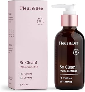 Face Wash | 100% Vegan & Cruelty Free | Non Drying, Gentle, Daily Use | Dermatologist Tested Facial Cleanser with Natural and Organic Ingredients | So Clean by Fleur & Bee (3.7 Fl Oz)
