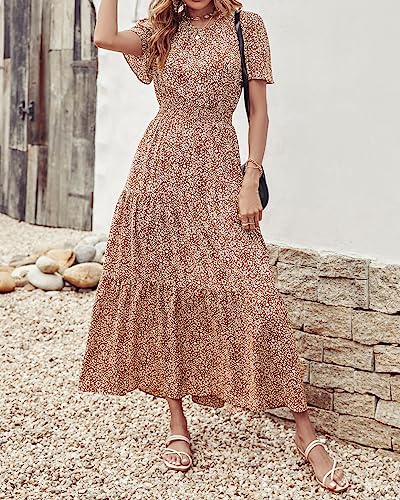 Image of PRETTYGARDEN Women's Casual Smocked Boho Floral A-Line Maxi Dress 2026