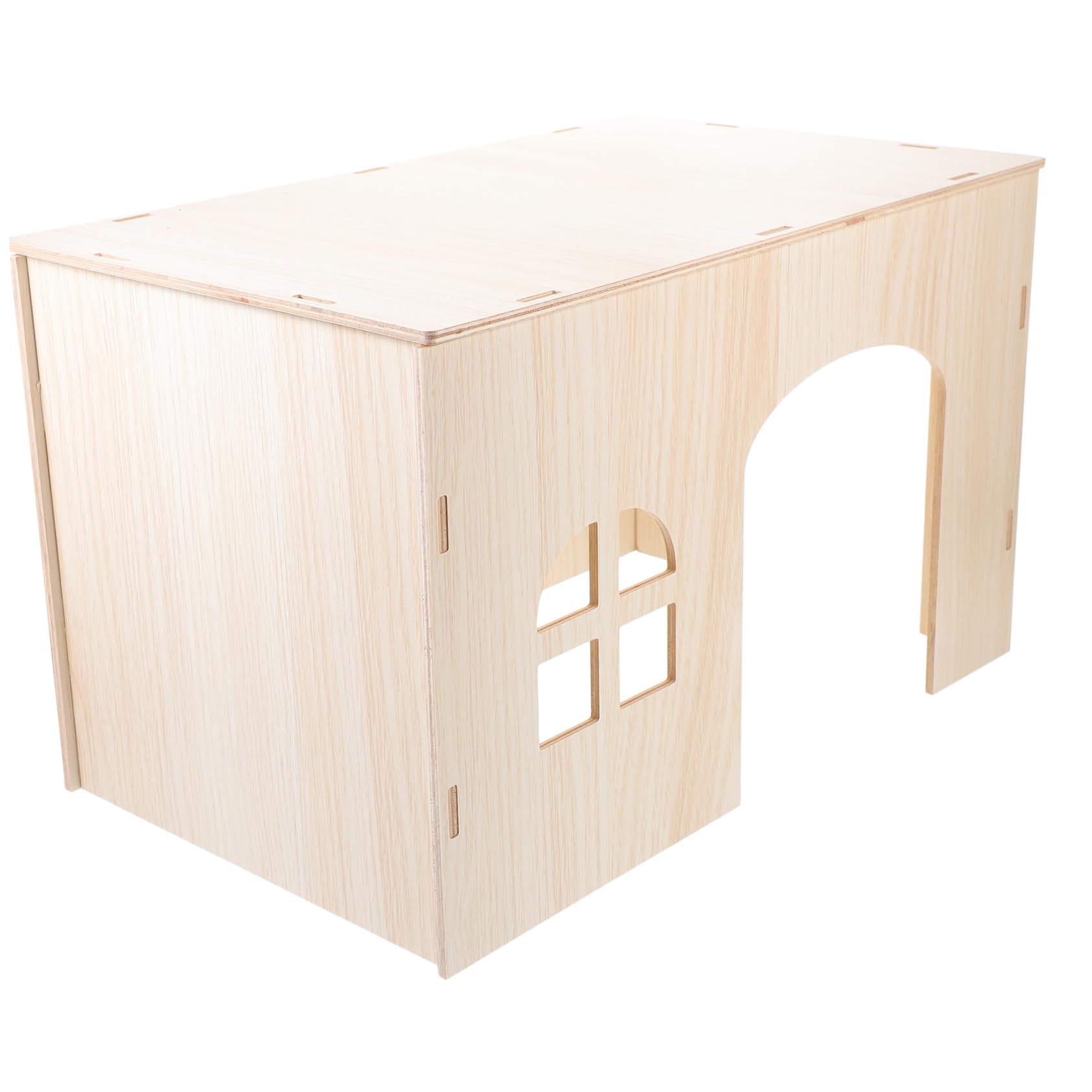 Casa de Madera Nido Resistente Beige para Hámsteres y Chinchillas y Cama Acogedora para Pequeños Roedores y Conejos en Espacios Interiores