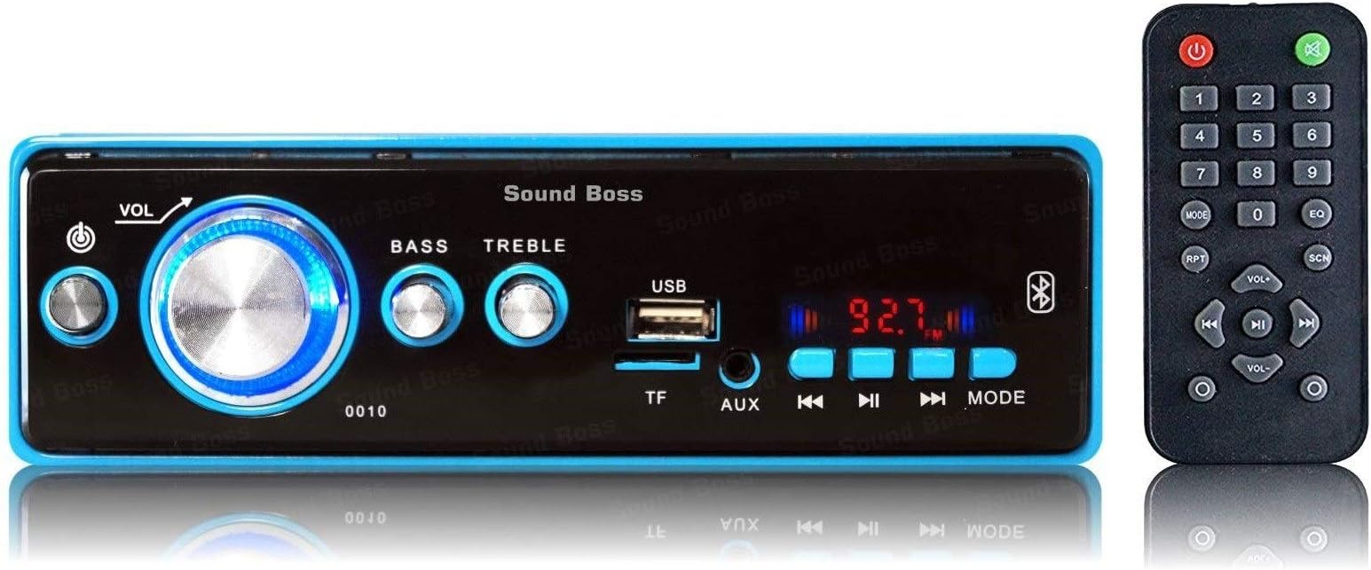 Sound Boss Car FM/USB/SD/AUX/Bluetooth MP3 Player (Blue)