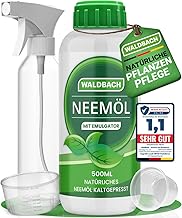 Neem Oil with Emulsifier [500 ml] - Natural Neem Oil for Plants with Spray Bottle and Measuring Cup - 50 Litres Ready to Spray Mix - Effective Plant Care for Garden and Indoor Plants