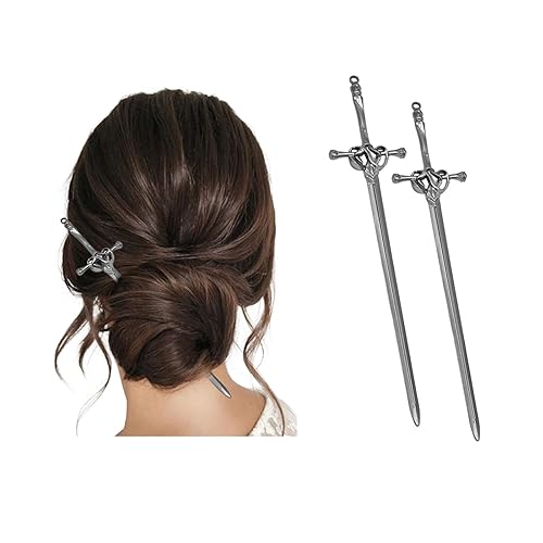 Miniatura 8 de 2 palillos de metal con espada para el cabello, palillos vintage para el cabello, simples y elegantes, para mujeres y niñas, uso diario