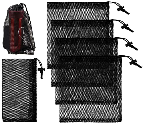Mritrit 10 Piezas Bolsas Malla Nailon Negro Bolsas de Cordón de Malla Bolsa de Almacenamiento Multifuncional Bolsa Organizadora Malla para Juguetes, Ropa, Frutas, Verduras, Golf, Tenis
