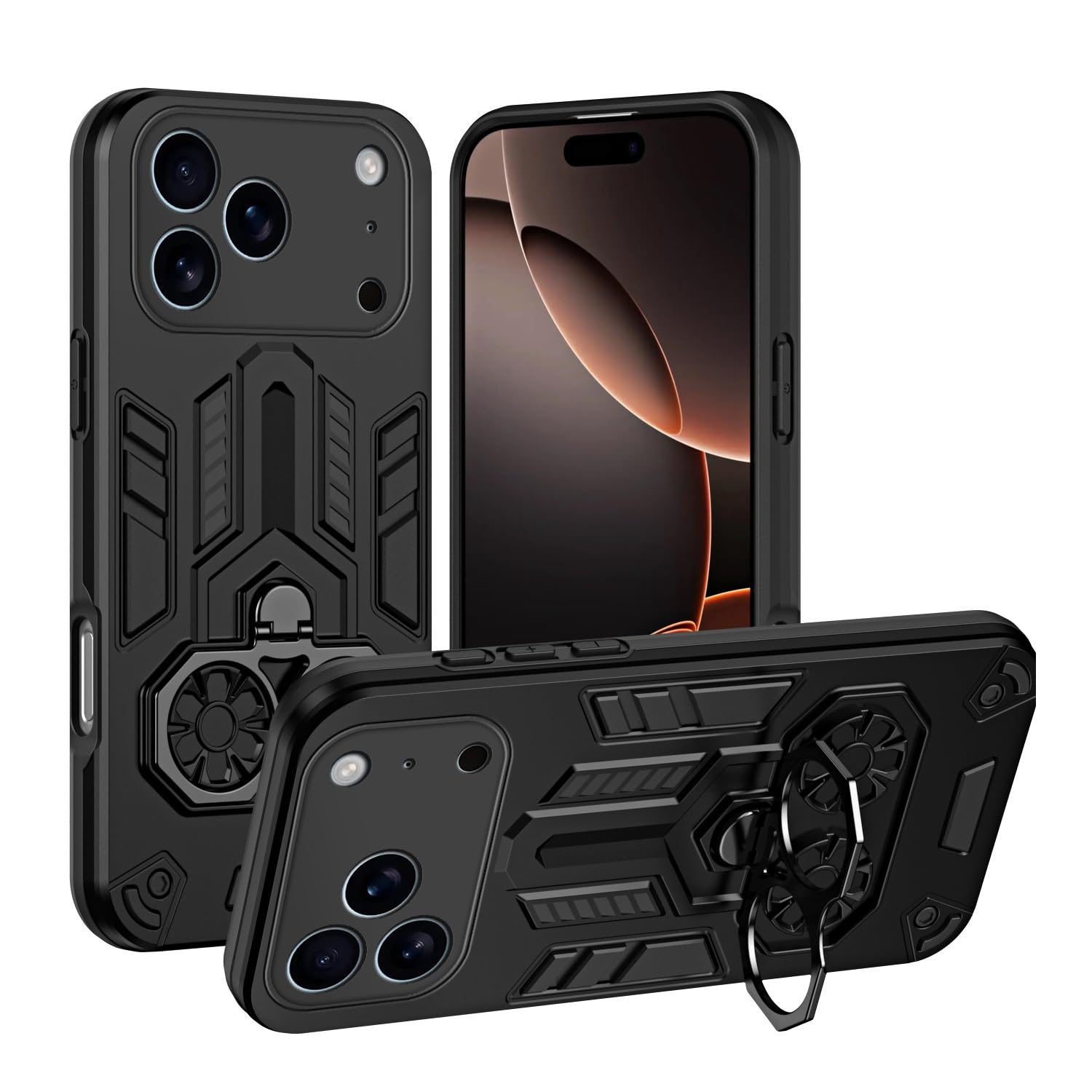 Coque iPhone 17 Pro抗震 protégeant contre les chutes avec support arrière noir mat - 8