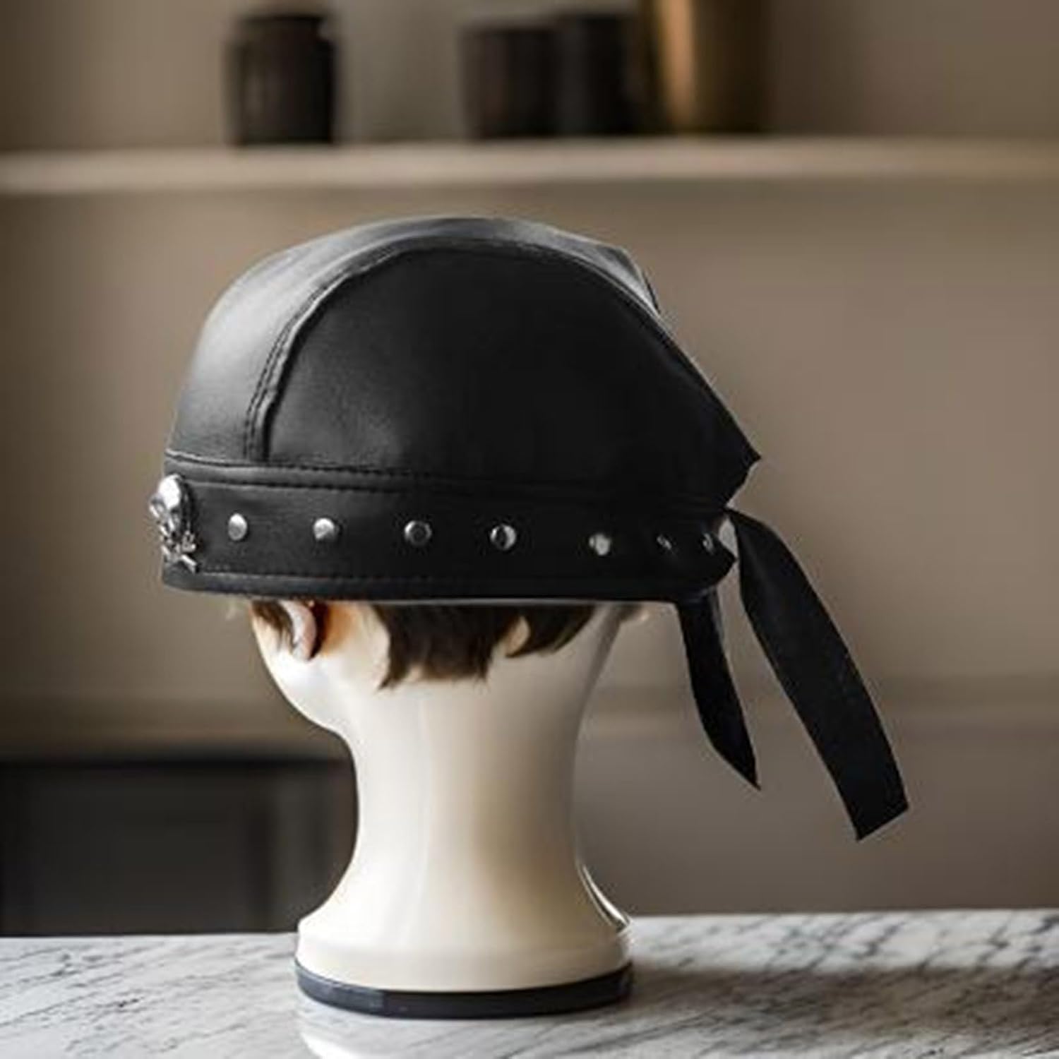 Doo Rag for Men Hat PU Vintage Cabbie Caps Unisex Headwear Autumn Winter Hat for Daily Wear Punk Hats for Men Multicolor