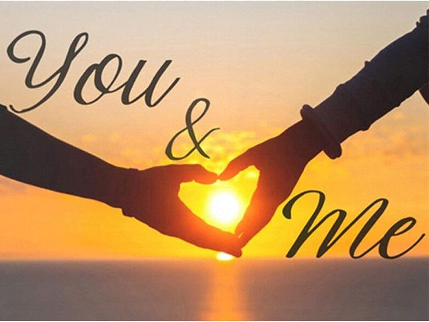 Love Diamond DIY Painting Kits, Sunset Diamond Art Craft for Adults Full Round Drill, Heart Pictures Painting with Round Diamonds,You and Me Diamond Paint kits for Home Wall Decor Gift(16inx12in)