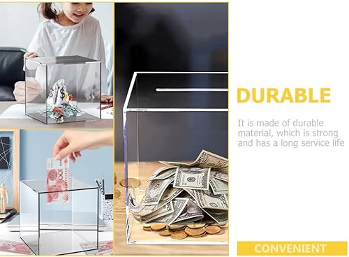 Miniatura 9 de Cumpleaños de acrílico para adultos: alcancía transparente, caja de ahorro de dinero de acrílico para adultos y niños, tarro de cambio de cubo, caja