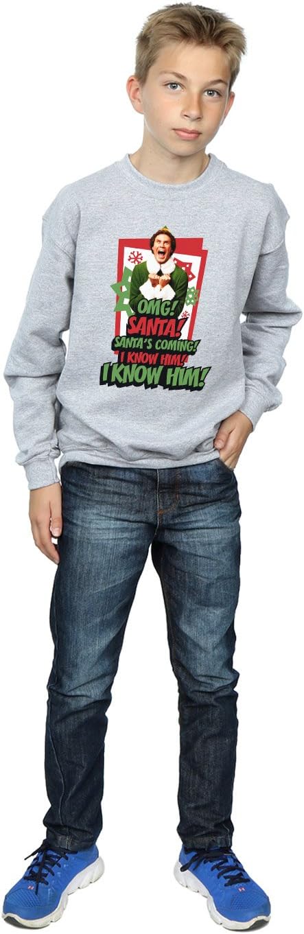 Elf Boys OMG Santa Sweatshirt 7-8 Years Sport Grey