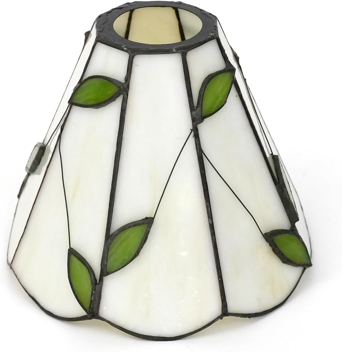 Tiffany Lamp Shades, 6 Inch Fresh Simple Leaves Stained Glass Lamp Shade Replacement Home Decor Lampshades Accessories Fit for Pendant Light Ceiling lights Wall lamp(Beige)