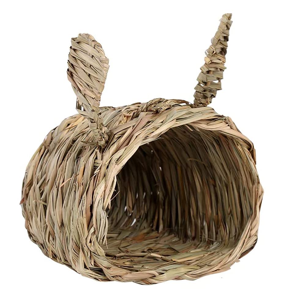 Casa de Conejos, escondite de Conejos, escondite de Hierba Tejido a Mano, cómoda casa de Juegos para Masticar para Conejillos de Indias, Chinchilla, Animales pequeños
