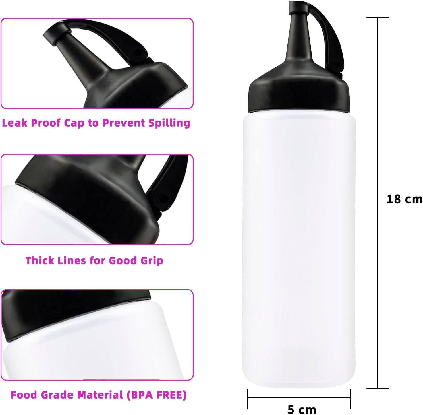 Jeffbaubl 8 Pack Plastic Squeeze Bottles, Condiment Squeeze Bottles, 6 oz, Clear Small