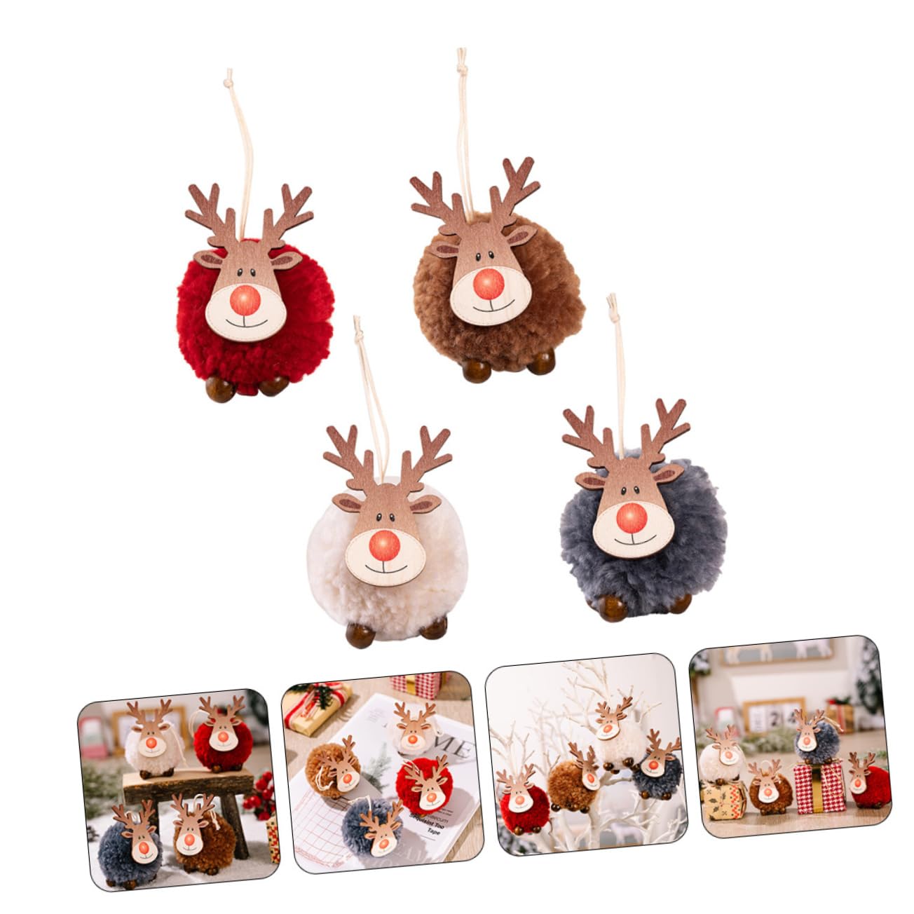 Cabilock 5 Juegos Colgante De Árbol De Navidad Colgantes Navideños Christmas Tree Guirnalda Adornos Decoración Navideña De Alce De Fieltro De Madera Decoración Colgante De Alce 4 Uds * 5