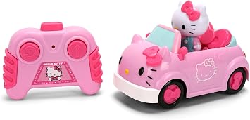 Jada Hello Kitty RC Car 1:32 Scale Vehicle Simple Function Remote Control Pink Convertible with Non-Removable Figure Toys