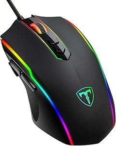 RGB Gaming Mouse, Gamer Mouse with 8 Programmable Buttons, 7200 DPI/RGB Lighting/Adjustable Game Profiles, USB-Wired with …