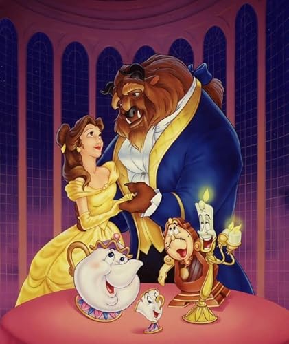 Grenric 5D DIY Beauty Diamond Painting Kits for Adults and Children,Beast Anime Cartoon Cross Stitch Full Round Drill Crystal Rhinestone Embroidery Pictures Arts Craft for Home Wall Decor，12X16 Inch