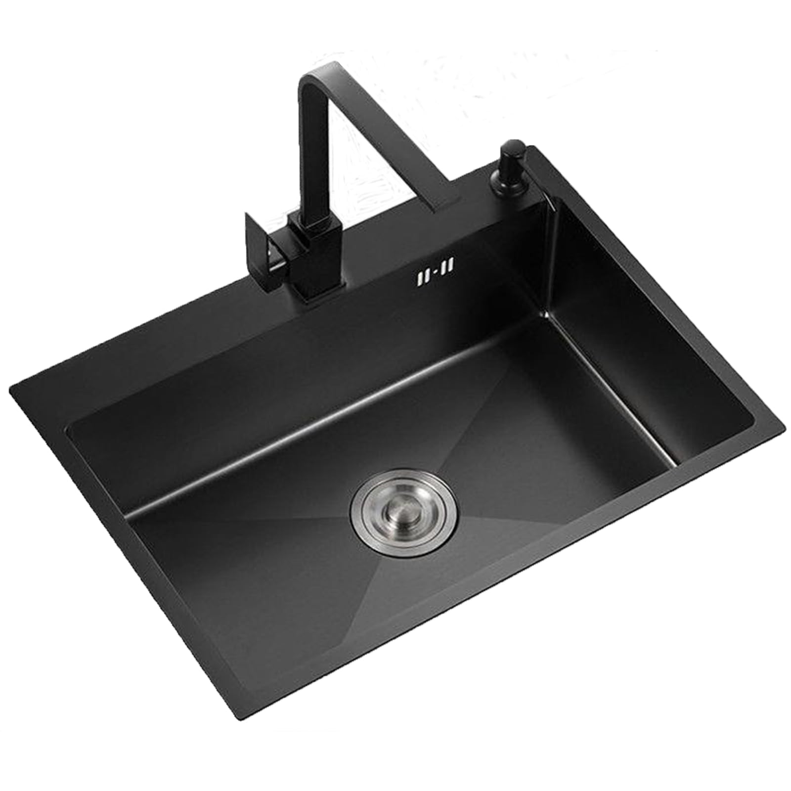 TAXXII Drop-in Kitchen Sink Black, Stainless Steel Sink, Topmount Drop in for Kitchen, Utility Multi-Functional Farmhouse Sink(60X45cm/23.6X17.7in)
