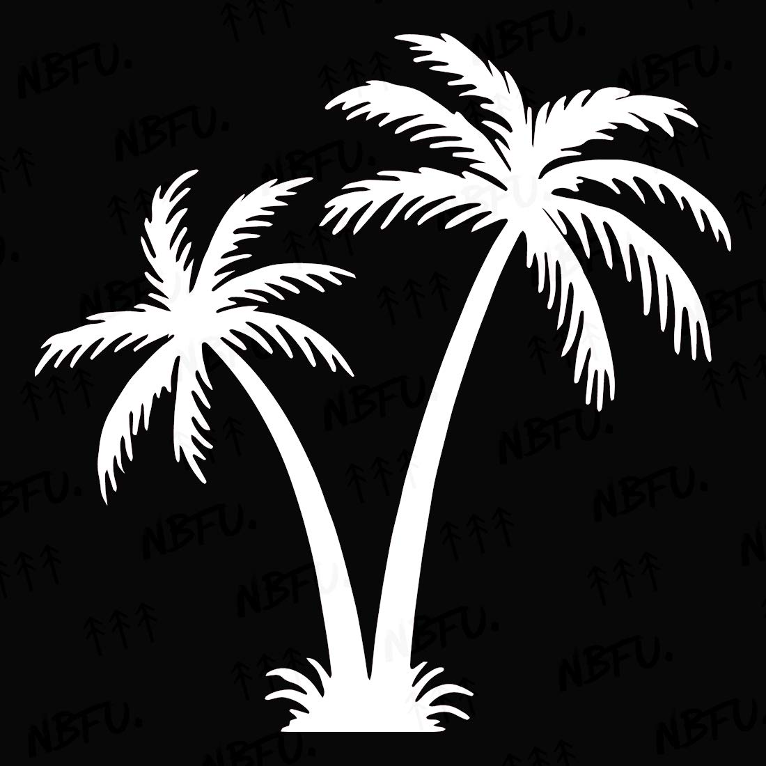 NBFU Palm Tree Tropical 10 (White) (Set of 2) Premium Waterproof Vinyl Decal Stickers for Laptop Phone Accessory Helmet Car Window Bumper Mug Tuber